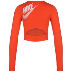 Rückansicht von Nike Crop Top Dance Langarmshirt Damen rot / silber