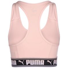 Rückansicht von PUMA Mid Impact Strong Sport-BH Damen rosa / schwarz