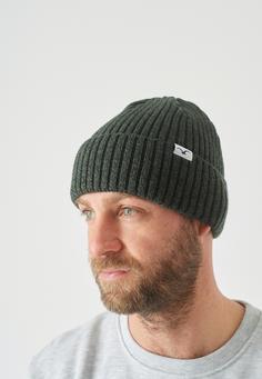 Rückansicht von Cleptomanicx Wollmütze Hafen BiColor Beanie Dark Olive