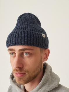 Rückansicht von Cleptomanicx Wollmütze Hafen BiColor Beanie Dark Navy