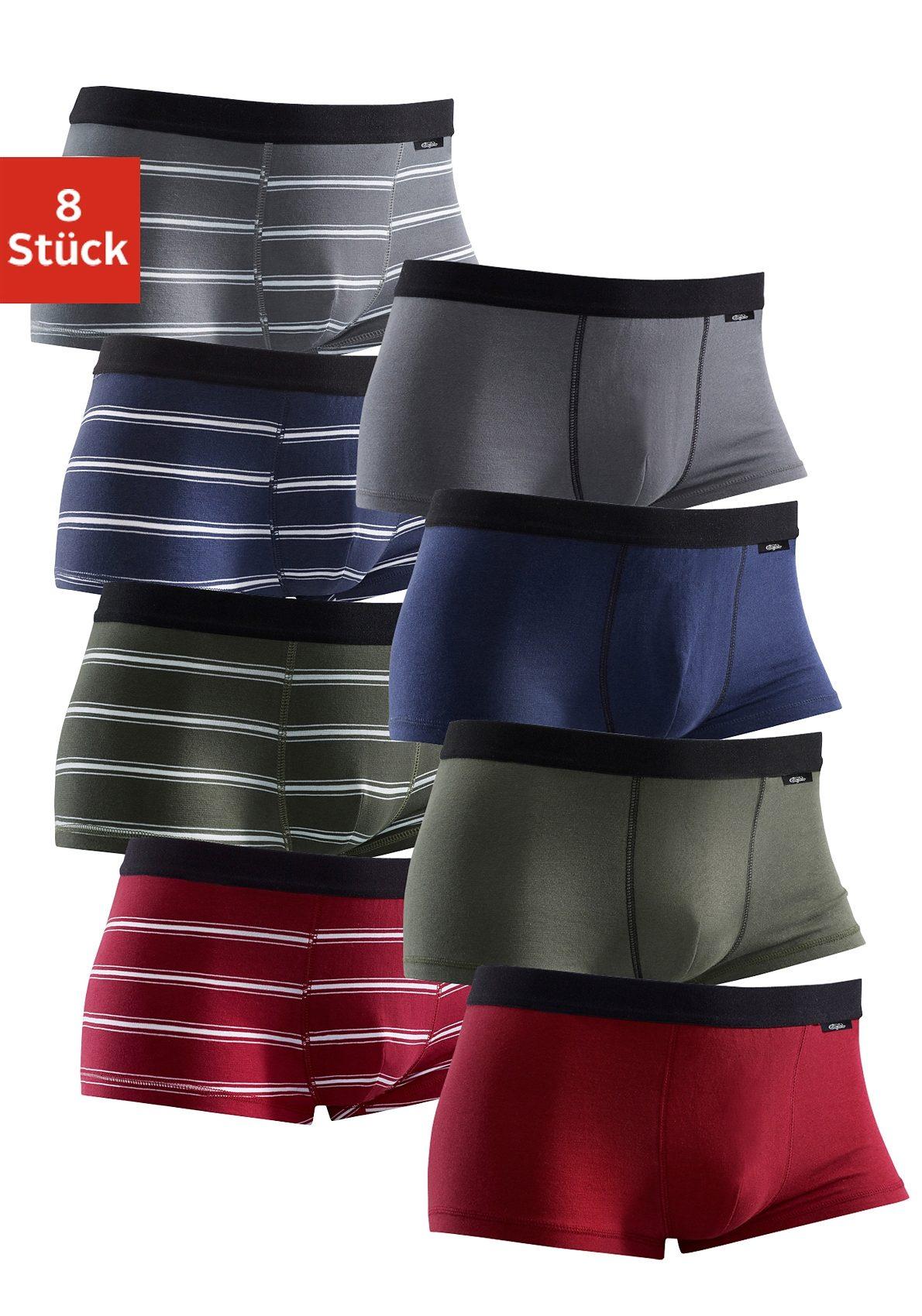 Buffalo Boxershorts Herren gestreift-olivgrün, blau, bordeaux, grau