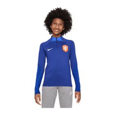 Nike Niederlande Strike Drill Top Kids Funktionssweatshirt Kinder blau