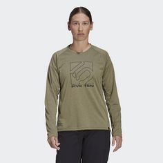 Rückansicht von adidas Five Ten Long Sleeve Trikot T-Shirt Damen Orbit Green