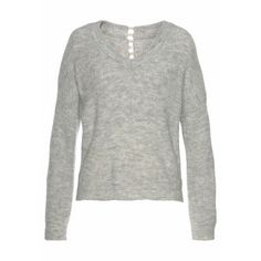 Lascana V-Ausschnitt-Pullover Strickpullover Damen grau-meliert
