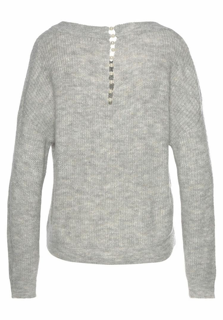 Lascana Lascana V-Ausschnitt-Pullover Strickpullover Damen - grau-meliert - 3 | SportScheck
