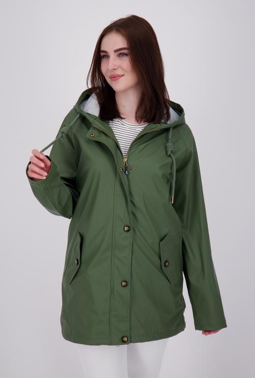 Rückansicht von ANKERGLUT ANKERGLUTNEBEL Regenjacke Damen olive