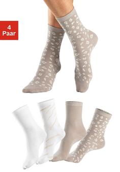 Lascana Basicsocken Freizeitsocken Damen 2x beige, 2x ecru