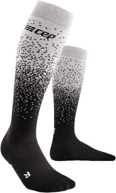 CEP Snowfall Skiing Compression Socks Tall Laufsocken Damen black/off white