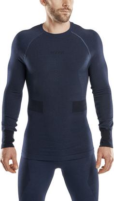 Rückansicht von CEP Merino Base Shirt Skiing Longsleeve Skishirt Herren blue