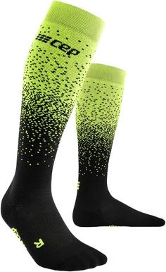 CEP Snowfall Skiing Compression Socks Tall Laufsocken Damen black/green