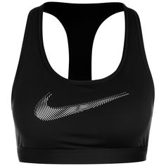 Nike Dri-FIT Swoosh Sport-BH Damen schwarz / grau