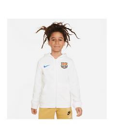 Nike FC Barcelona Kapuzenjacke Kids Trainingsjacke Kinder weiss