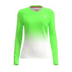 BIDI BADU Crew Gradiant Longsleeve Tennisshirt Damen Neongrün, Weiß