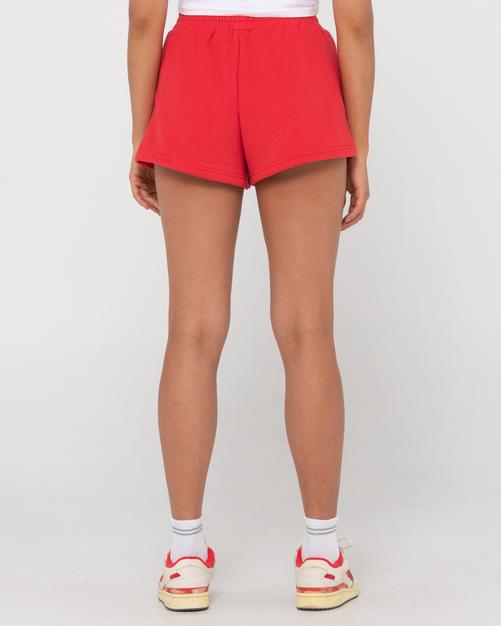 Rückansicht von RUSTY RUSTY LINE FLEECE SHORT Shorts Damen Radiant Red