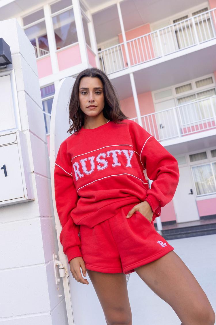 RUSTY RUSTY RUSTY LINE FLEECE SHORT Shorts Damen - Radiant Red - 3 | SportScheck