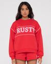 RUSTY LINE OVERSIZE CREW FLEECE Rundhalspullover Damen - Radiant Red
