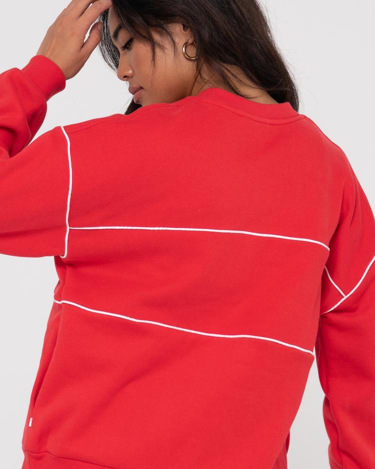 RUSTY RUSTY LINE OVERSIZE CREW FLEECE Rundhalspullover Damen - Radiant Red - 3 | SportScheck