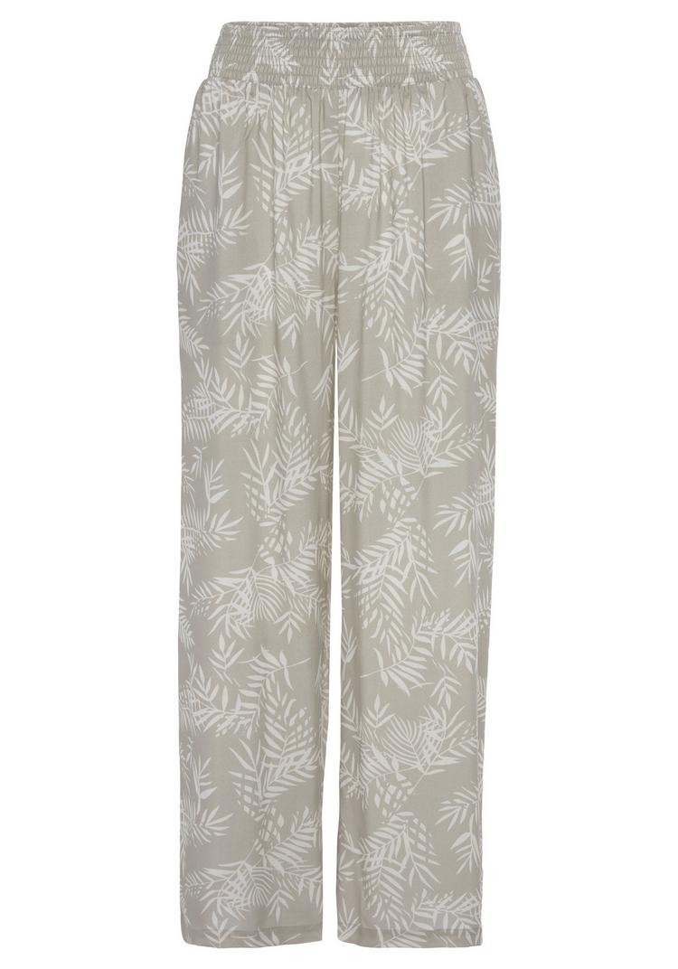 Lascana Lascana Palazzohose Stoffhose Damen - schilfgr&uuml;n-creme bedruckt - 0 | SportScheck