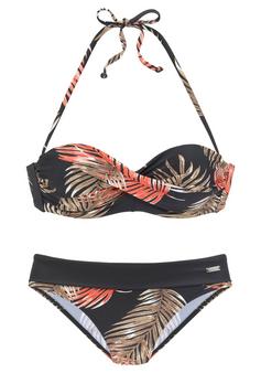 Lascana Bügel-Bandeau-Bikini Bikini Set Damen schwarz-bedruckt