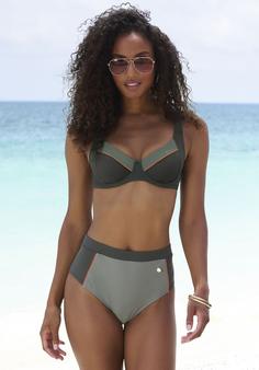 Rückansicht von Lascana Highwaist-Bikini-Hose Bikini Hose Damen oliv