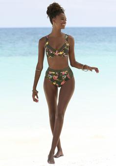 Rückansicht von Lascana Bügel-Bikini-Top Bikini Oberteil Damen oliv bedruckt