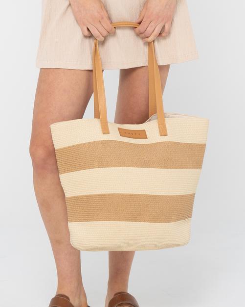 Rückansicht von RUSTY HAILEY STRAW BEACH BAG Strandtasche Damen NATURAL / CARAMEL