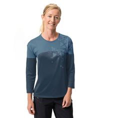 Rückansicht von VAUDE Women's Moab LS T-Shirt V T-Shirt Damen blue gray