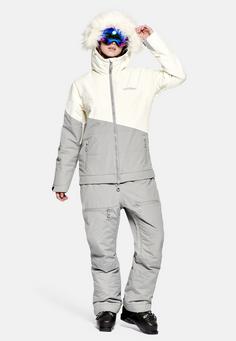 Rückansicht von ONESKEE Parka Schneeanzug Damen grey egret