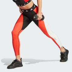 Rückansicht von adidas Techfit Colorblock 7/8-Leggings Tights Damen Better Scarlet / Black / White