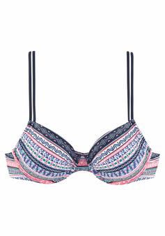 S.OLIVER Bügel-Bikini-Top Bikini Oberteil Damen blau-rosé-gestreift