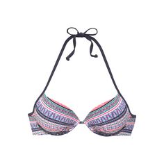 S.OLIVER Push-Up-Bikini-Top Bikini Oberteil Damen blau-rosé-gestreift