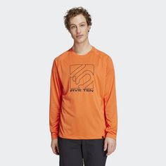 Rückansicht von adidas Five Ten Long Sleeve Trikot T-Shirt Herren Semi Impact Orange