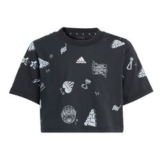 adidas Brand Love Allover Print Kids Crop-Shirt T-Shirt Kinder Black / White / White