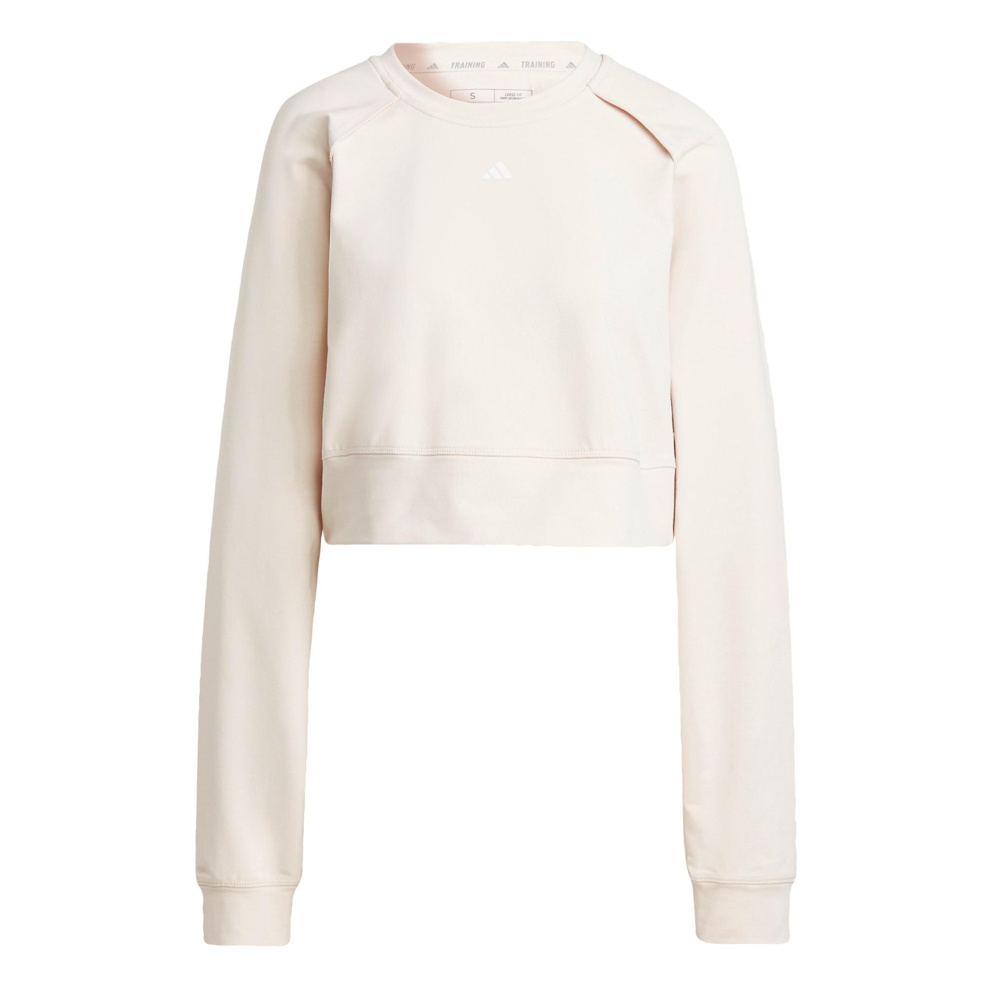 Adidas Power AEROREADY Crop Cover Up Sweatshirt Sweatshirt Damen Linen White im Online Shop von SportScheck kaufen