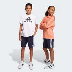 Rückansicht von adidas Essentials 3-Streifen Knit Shorts Funktionsshorts Kinder Legend Ink / White