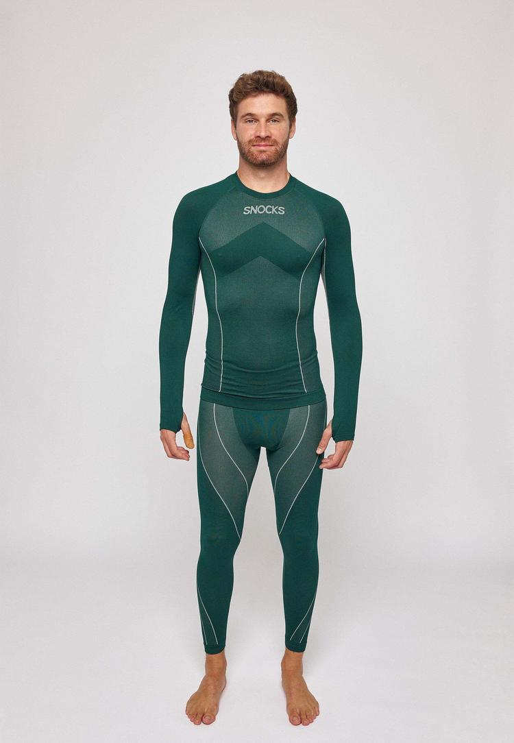 Snocks Snocks Thermounterw&auml;sche mit Daumenloch W&auml;scheset Herren - Dunkelgr&uuml;n - 0 | SportScheck