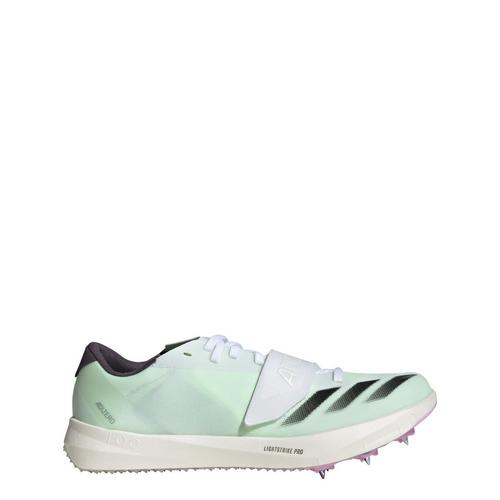 Rückansicht von adidas Adizero TJ/PV Leichtathletikschuh Multifunktionsschuhe Cloud White / Core Black / Green Spark