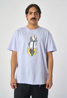 Rückansicht von Cleptomanicx Scooter Gull Printshirt Herren Lavender