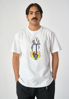 Rückansicht von Cleptomanicx Scooter Gull Printshirt Herren White