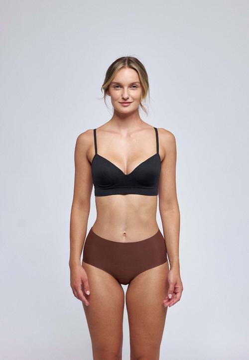 Rückansicht von Snocks High Waist Hipster aus Mikrofaser Hipster Damen Dunkelbraun