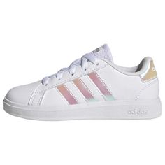adidas Grand Court Lifestyle Lace Tennis Schuh Sneaker Kinder Cloud White / Iridescent / Cloud White