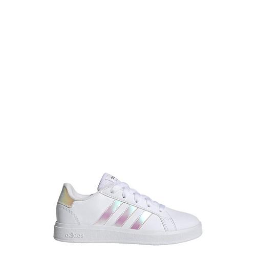 Rückansicht von adidas Grand Court Lifestyle Lace Tennis Schuh Sneaker Kinder Cloud White / Iridescent / Cloud White