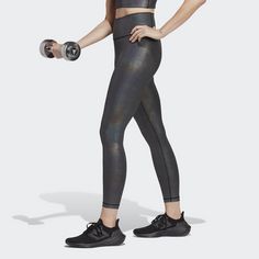 Rückansicht von adidas Optime Training Shine 7/8-Leggings Tights Damen Black