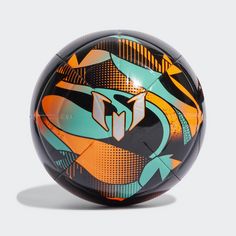Rückansicht von adidas Messi Club Ball Fußball Solar Orange / Mint Rush / Core Black
