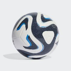 Rückansicht von adidas Oceaunz Trainingsball Fußball White / Collegiate Navy / Bright Blue / Silver Metallic