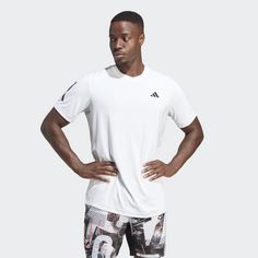 Rückansicht von adidas Club 3-Streifen Tennis T-Shirt T-Shirt Herren White