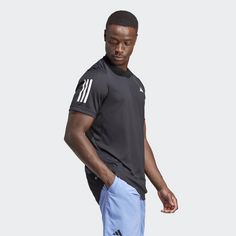 Rückansicht von adidas Club 3-Streifen Tennis T-Shirt T-Shirt Herren Black