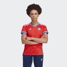 Rückansicht von adidas Chile 22 Heimtrikot Fußballtrikot Damen Active Red