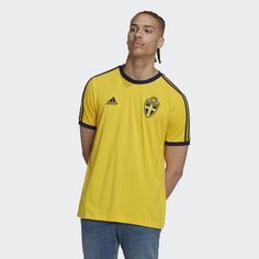Rückansicht von adidas Schweden 3-Streifen T-Shirt Fanshirt Herren Eqt Yellow