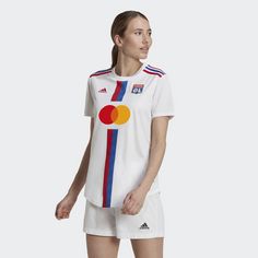 Rückansicht von adidas Olympique Lyon 22/23 Heimtrikot Fußballtrikot Damen White
